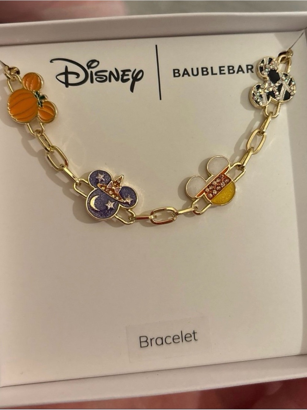 BaubleBar Disney Gold Bracelet Halloween collection edition Mickey Mouse charms